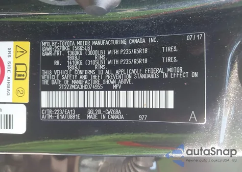 2017 Lexus Rx 350/Base/F Sport из США, поврежденный, VIN 2T2ZZMCA3HC074955